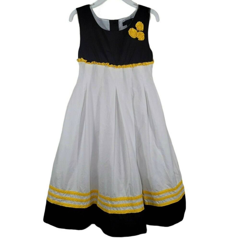 Girls Special Occasion Dress Size 6 Birthday Flower Girl Tea Party White Black
